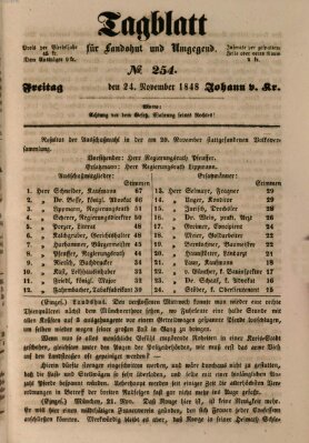 Tagblatt für Landshut und Umgegend (Kurier für Niederbayern) Freitag 24. November 1848