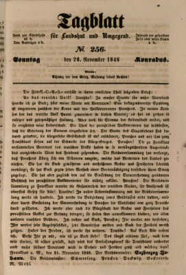 Tagblatt für Landshut und Umgegend (Kurier für Niederbayern) Sonntag 26. November 1848