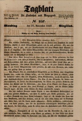 Tagblatt für Landshut und Umgegend (Kurier für Niederbayern) Montag 27. November 1848