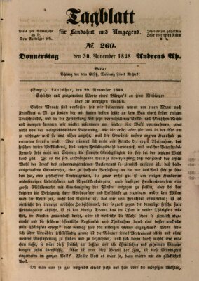 Tagblatt für Landshut und Umgegend (Kurier für Niederbayern) Donnerstag 30. November 1848