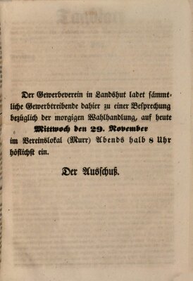 Tagblatt für Landshut und Umgegend (Kurier für Niederbayern) Mittwoch 29. November 1848