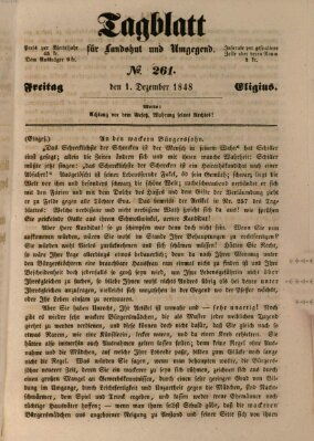 Tagblatt für Landshut und Umgegend (Kurier für Niederbayern) Freitag 1. Dezember 1848