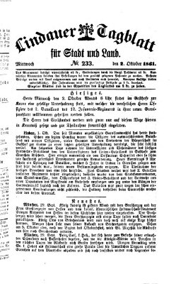 Lindauer Tagblatt für Stadt und Land Mittwoch 2. Oktober 1861