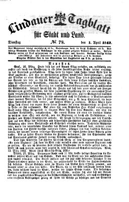 Lindauer Tagblatt für Stadt und Land Dienstag 1. April 1862