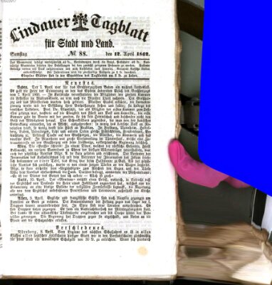 Lindauer Tagblatt für Stadt und Land Samstag 12. April 1862