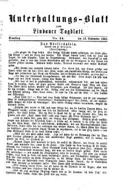 Lindauer Tagblatt für Stadt und Land. Unterhaltungs-Blatt zum Lindauer Tagblatt (Lindauer Tagblatt für Stadt und Land) Samstag 13. September 1862