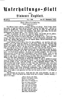 Lindauer Tagblatt für Stadt und Land. Unterhaltungs-Blatt zum Lindauer Tagblatt (Lindauer Tagblatt für Stadt und Land) Samstag 27. September 1862