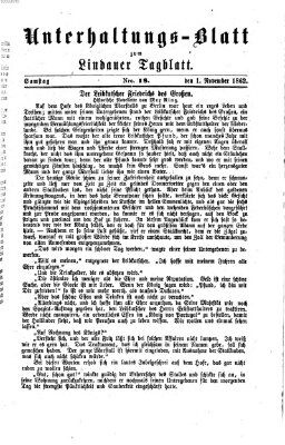 Lindauer Tagblatt für Stadt und Land. Unterhaltungs-Blatt zum Lindauer Tagblatt (Lindauer Tagblatt für Stadt und Land) Samstag 1. November 1862