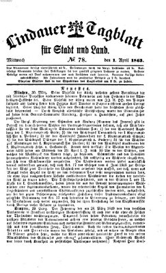 Lindauer Tagblatt für Stadt und Land Mittwoch 1. April 1863