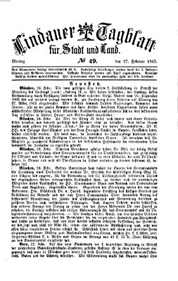 Lindauer Tagblatt für Stadt und Land Montag 27. Februar 1865