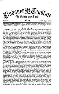 Lindauer Tagblatt für Stadt und Land Mittwoch 26. April 1865