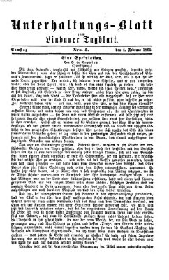 Lindauer Tagblatt für Stadt und Land. Unterhaltungs-Blatt zum Lindauer Tagblatt (Lindauer Tagblatt für Stadt und Land) Samstag 4. Februar 1865