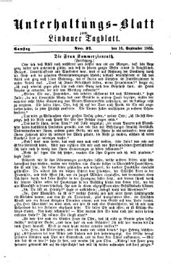 Lindauer Tagblatt für Stadt und Land. Unterhaltungs-Blatt zum Lindauer Tagblatt (Lindauer Tagblatt für Stadt und Land) Samstag 16. September 1865