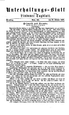 Lindauer Tagblatt für Stadt und Land. Unterhaltungs-Blatt zum Lindauer Tagblatt (Lindauer Tagblatt für Stadt und Land) Samstag 27. Oktober 1866