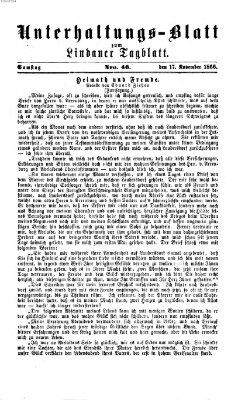 Lindauer Tagblatt für Stadt und Land. Unterhaltungs-Blatt zum Lindauer Tagblatt (Lindauer Tagblatt für Stadt und Land) Samstag 17. November 1866