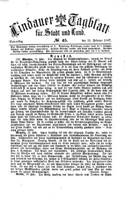 Lindauer Tagblatt für Stadt und Land Donnerstag 21. Februar 1867