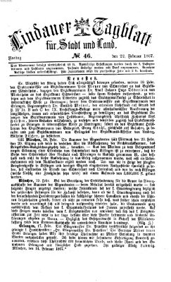 Lindauer Tagblatt für Stadt und Land Freitag 22. Februar 1867