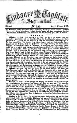 Lindauer Tagblatt für Stadt und Land Mittwoch 2. Oktober 1867