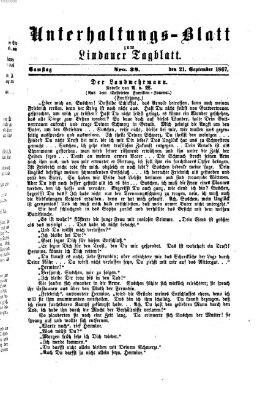 Lindauer Tagblatt für Stadt und Land. Unterhaltungs-Blatt zum Lindauer Tagblatt (Lindauer Tagblatt für Stadt und Land) Samstag 21. September 1867