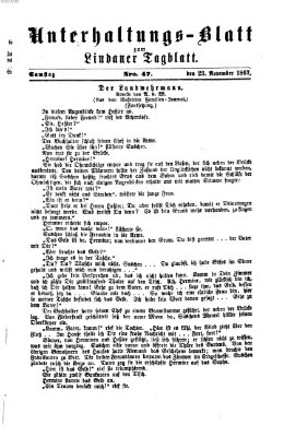 Lindauer Tagblatt für Stadt und Land. Unterhaltungs-Blatt zum Lindauer Tagblatt (Lindauer Tagblatt für Stadt und Land) Samstag 23. November 1867