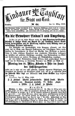 Lindauer Tagblatt für Stadt und Land Samstag 14. März 1868