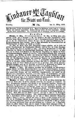 Lindauer Tagblatt für Stadt und Land Dienstag 31. März 1868