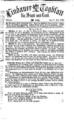 Lindauer Tagblatt für Stadt und Land Samstag 27. Juni 1868