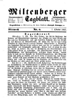 Miltenberger Tagblatt Mittwoch 7. Oktober 1863