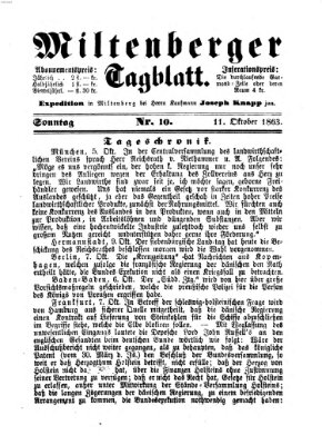 Miltenberger Tagblatt Sonntag 11. Oktober 1863