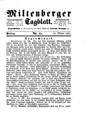 Miltenberger Tagblatt Freitag 16. Oktober 1863