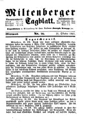 Miltenberger Tagblatt Mittwoch 21. Oktober 1863