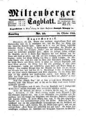 Miltenberger Tagblatt Samstag 24. Oktober 1863