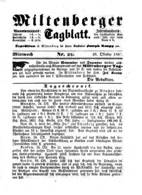 Miltenberger Tagblatt Mittwoch 28. Oktober 1863