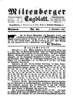 Miltenberger Tagblatt Mittwoch 4. November 1863