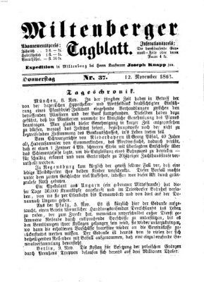 Miltenberger Tagblatt Donnerstag 12. November 1863