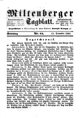 Miltenberger Tagblatt Sonntag 13. Dezember 1863