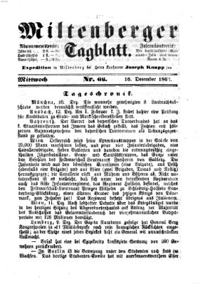 Miltenberger Tagblatt Mittwoch 16. Dezember 1863