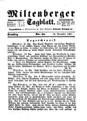 Miltenberger Tagblatt Samstag 19. Dezember 1863