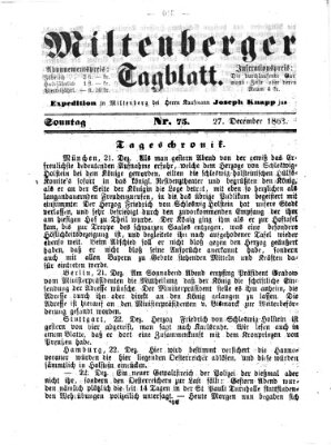 Miltenberger Tagblatt Sonntag 27. Dezember 1863