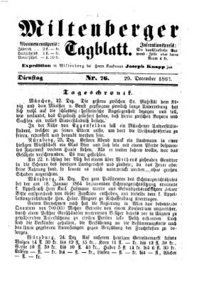 Miltenberger Tagblatt Dienstag 29. Dezember 1863