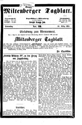 Miltenberger Tagblatt Donnerstag 31. März 1864