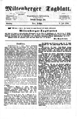 Miltenberger Tagblatt Samstag 2. Juli 1864