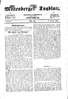 Miltenberger Tagblatt Samstag 7. Januar 1865