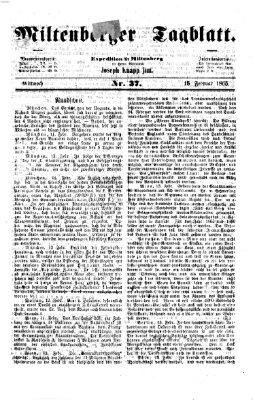 Miltenberger Tagblatt Mittwoch 15. Februar 1865