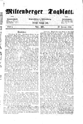 Miltenberger Tagblatt Montag 27. Februar 1865