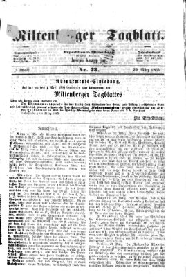 Miltenberger Tagblatt Mittwoch 29. März 1865