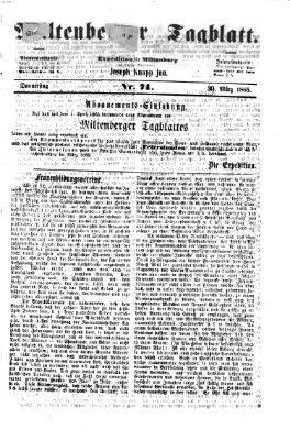 Miltenberger Tagblatt Donnerstag 30. März 1865