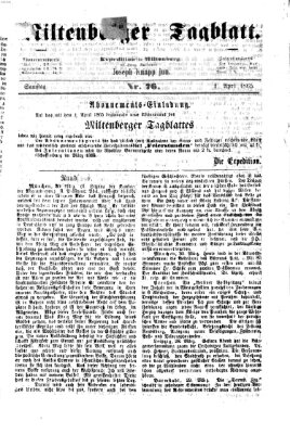 Miltenberger Tagblatt Samstag 1. April 1865