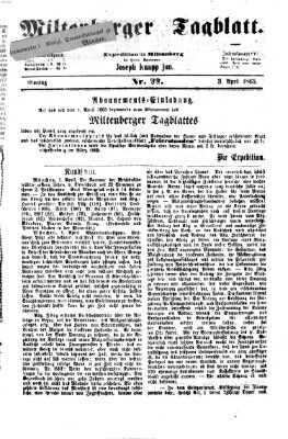 Miltenberger Tagblatt Montag 3. April 1865