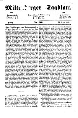 Miltenberger Tagblatt Freitag 21. April 1865